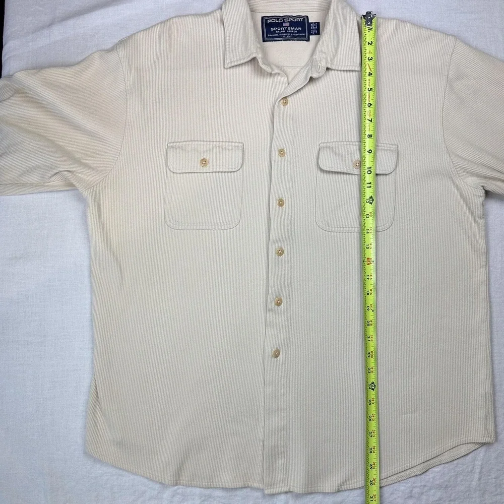 Polo Sport Ralph Lauren Shirt‎ Men XL Ribbed Cotton Button Up Pocket 90s Y2K